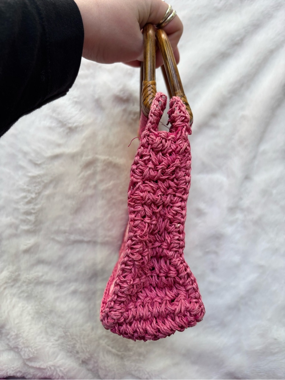 Call It Spring Pink Woven Raffia Top-Handle Bag - Picture 8 of 11